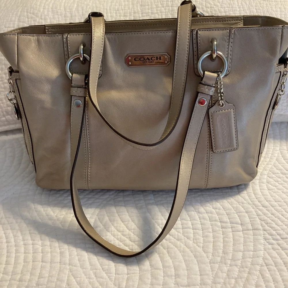 Coach Leather Tote in Light Taupe